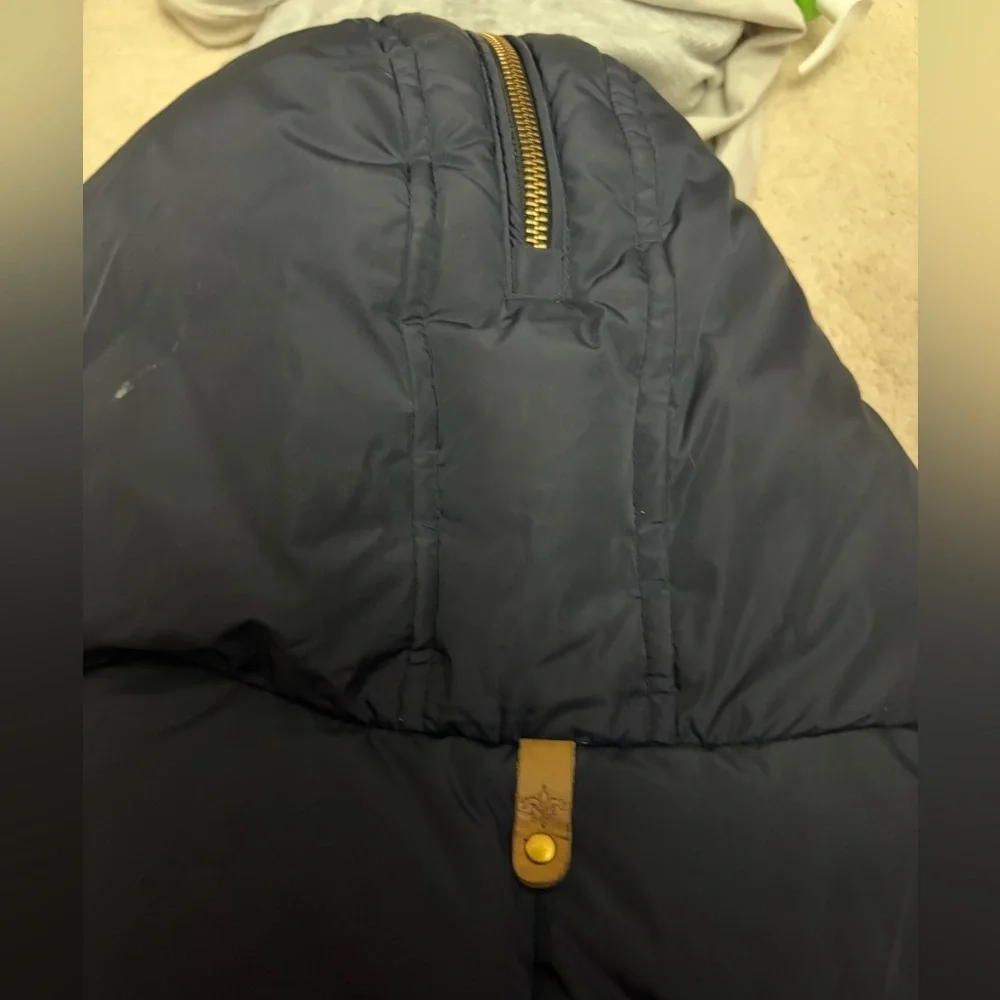 Mackage Dark Blue Puffer Coat with Brown Fur Trim - Picture 6 of 11